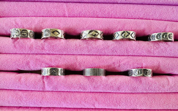 STERLING SILVER HAMMERED STAMPED RINGS