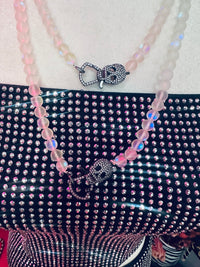 karli Buxton Rhinestone skull clasp Moonstone necklace
