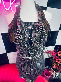 ART BY AMY STUNNER LAYERED NECKLACE W/ LEATHER AND PEARLS