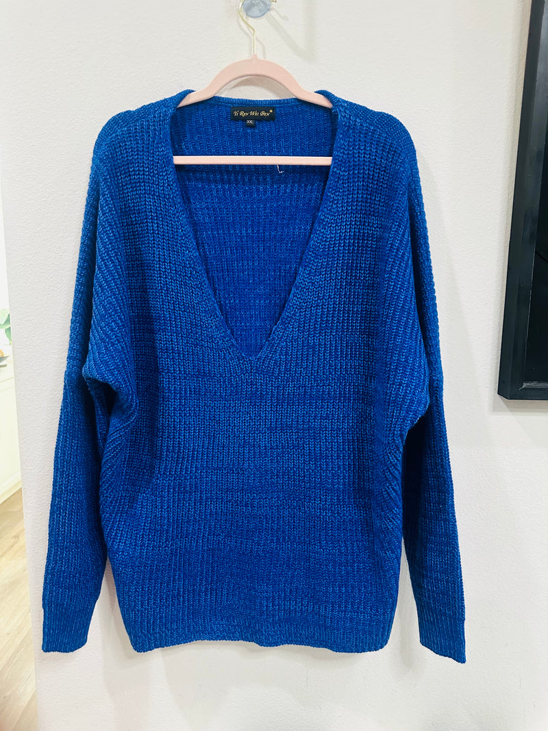BLUE V NECK SWEATER READ DESCRIPTION!!!
