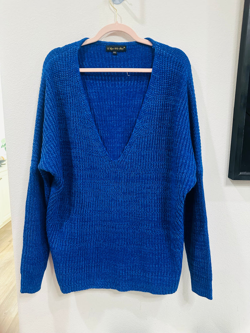 BLUE V NECK SWEATER READ DESCRIPTION!!!