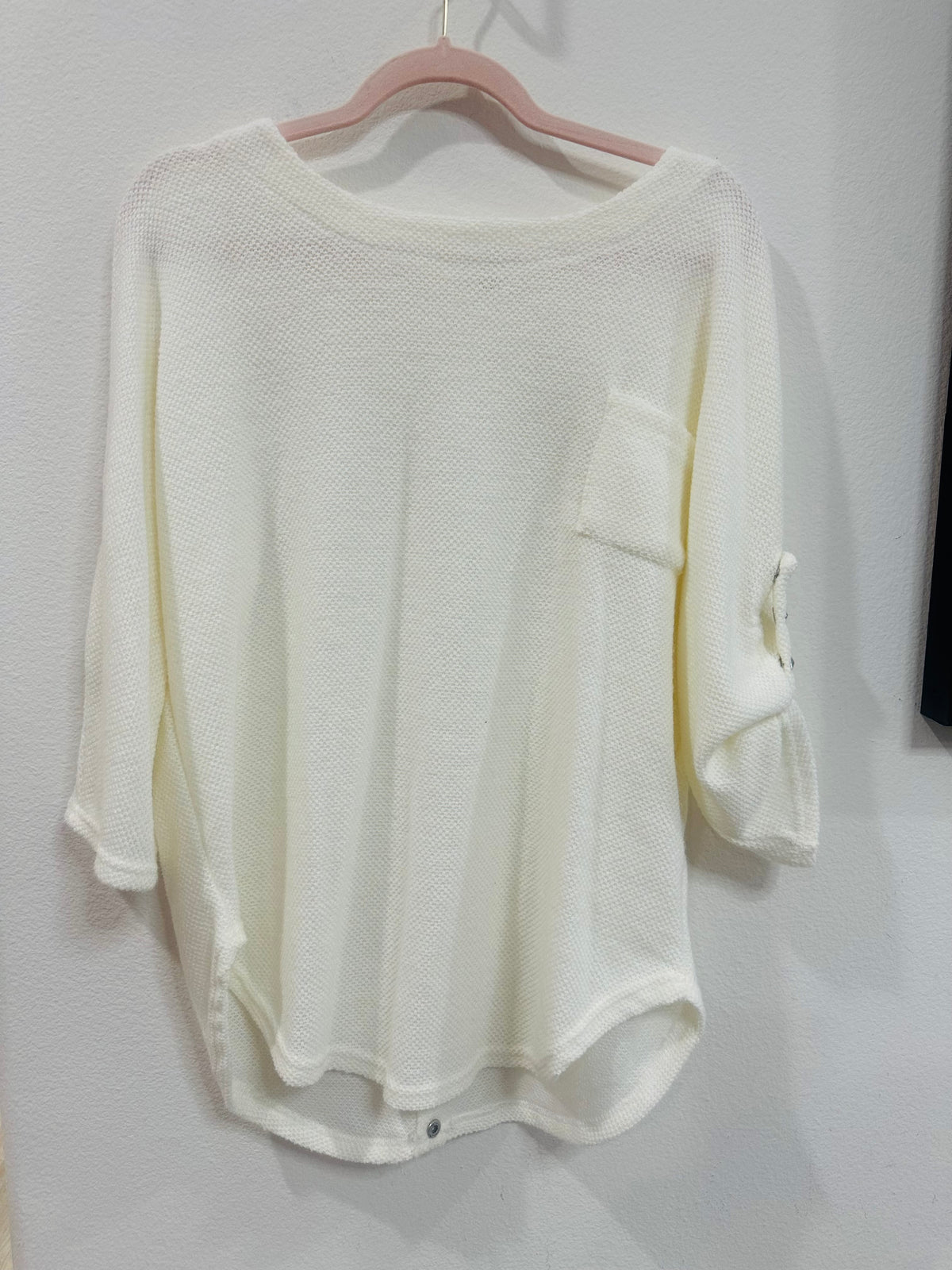 WHITE STUDDED DETAIL WAFFLE KNIT SWEATER