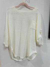 WHITE STUDDED DETAIL WAFFLE KNIT SWEATER