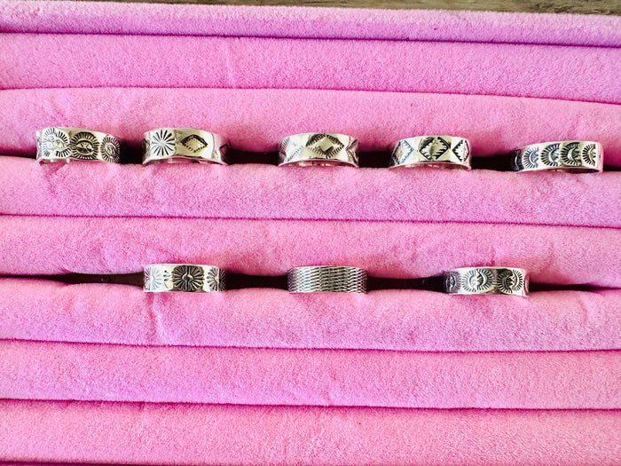 STERLING SILVER HAMMERED STAMPED RINGS