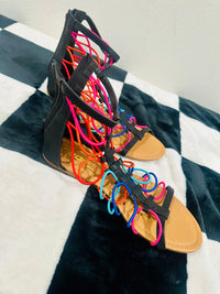 MULTI COLOR STRAP SANDALS