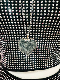 GRAY DRUZY NECKLACE.