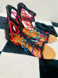 MULTI COLOR STRAP SANDALS