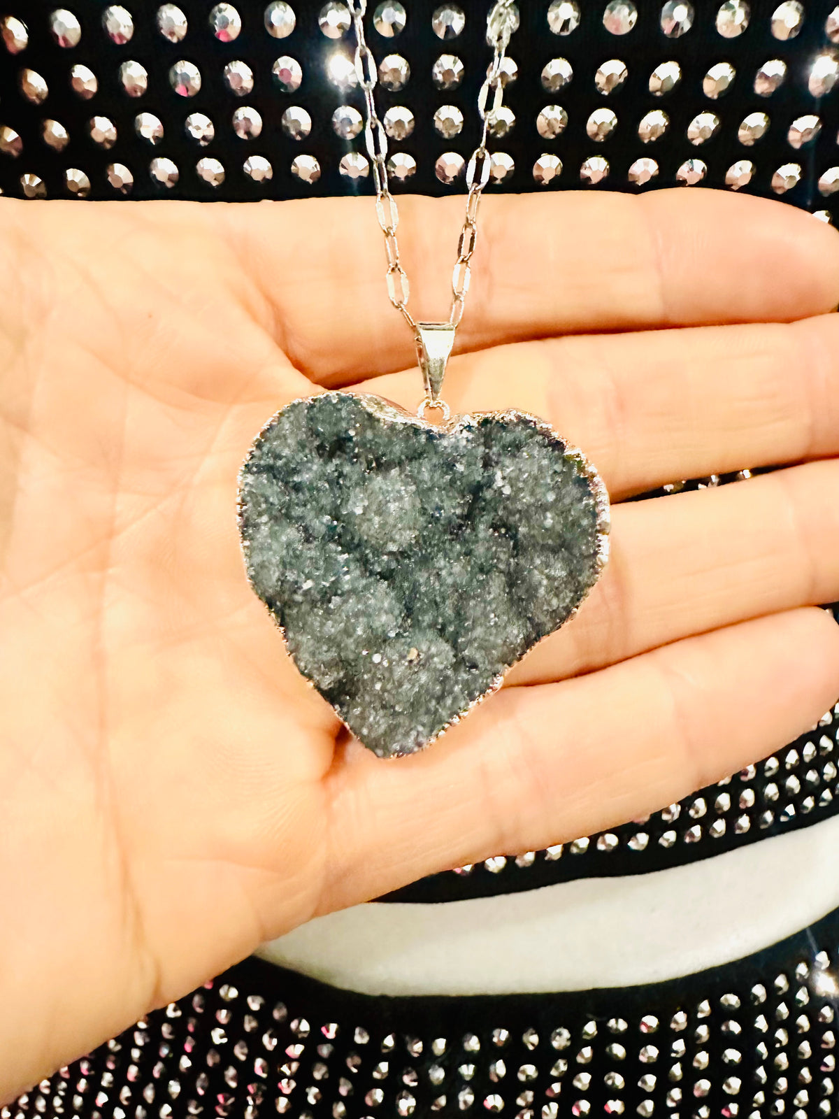 GRAY DRUZY NECKLACE.