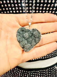 GRAY DRUZY NECKLACE.