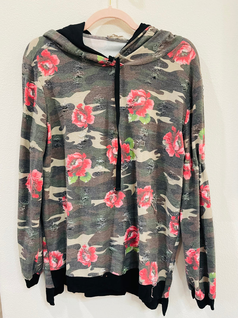 PEACH LOVE DISTRESSED HOODIE