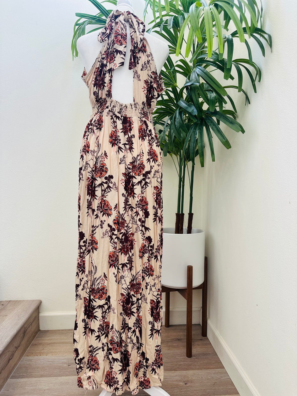 ANGIE FLORAL HALTER TOP DRESS