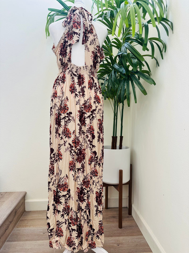 ANGIE FLORAL HALTER TOP DRESS