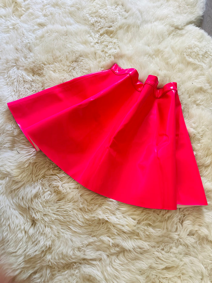 HOT PINK LEATHER SKATER SKIRT  *Read description*