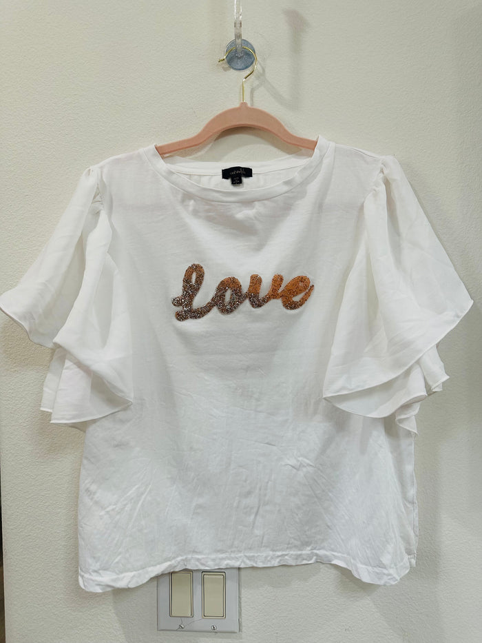 LOVE SPARKLE RUFFLE TOP