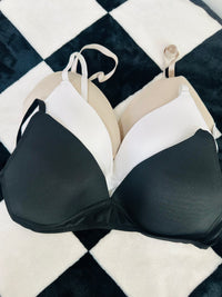3PACK TSHIRT BRAS- black/white/nude 36D