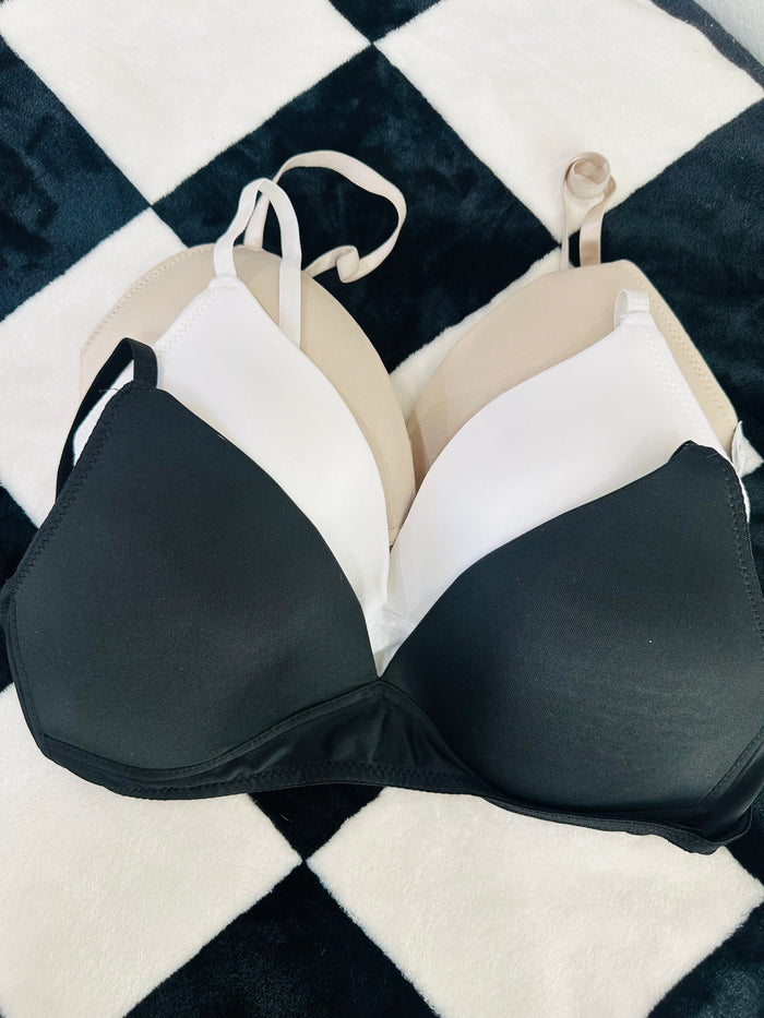 3PACK TSHIRT BRAS- black/white/nude 36D
