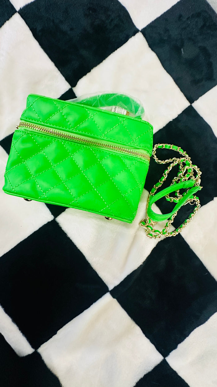 NEON GREEN COSMETIC BAG OR CLUTCH BAG
