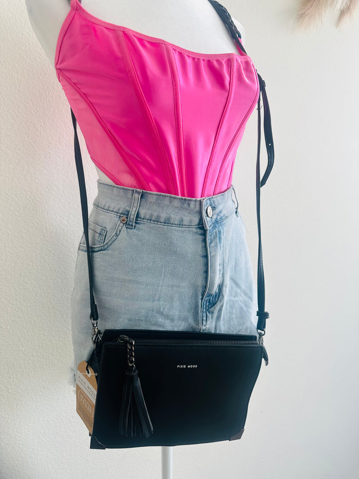PIXIE WOOD CROSSBODY PURSE PETA APPROVED VEGAN LEATHER