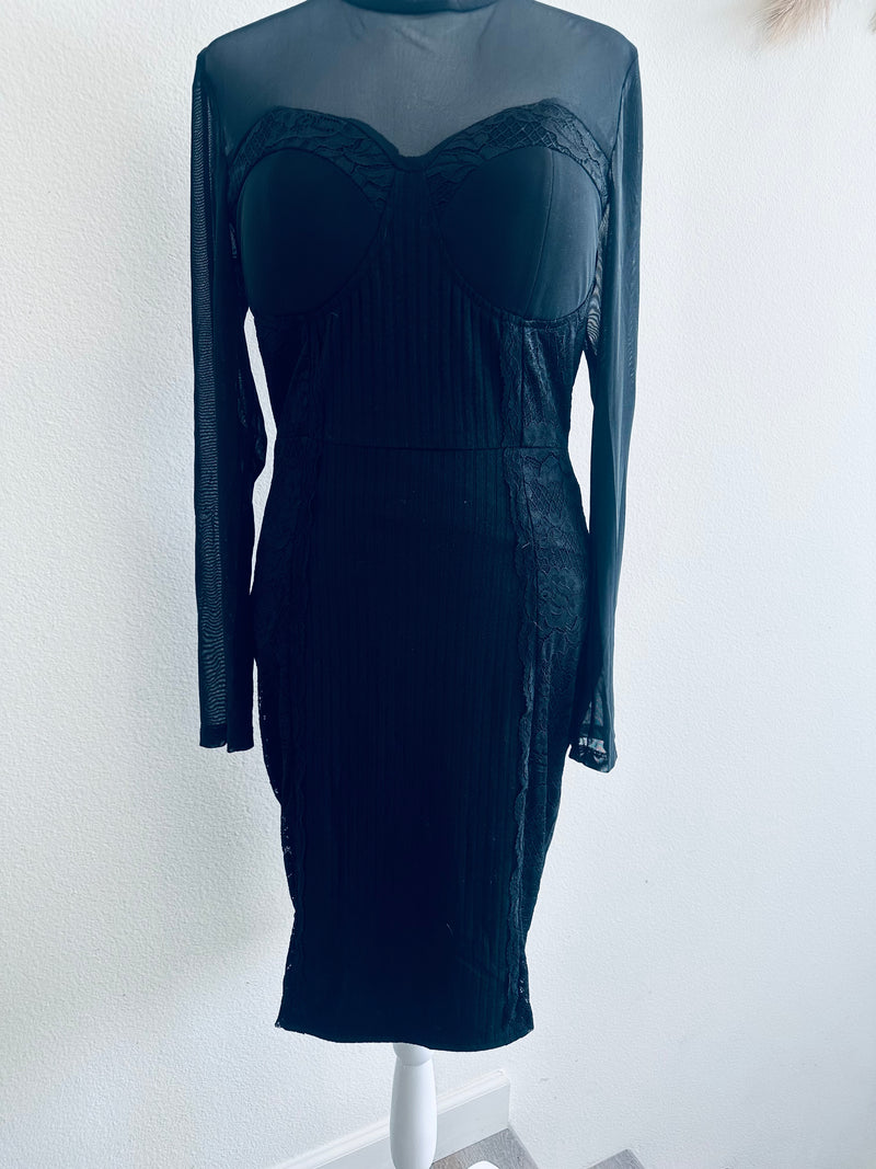 CHOCOLATE MESH SWEETHEART DRESS