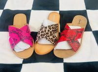 Criss cross slip on sandals