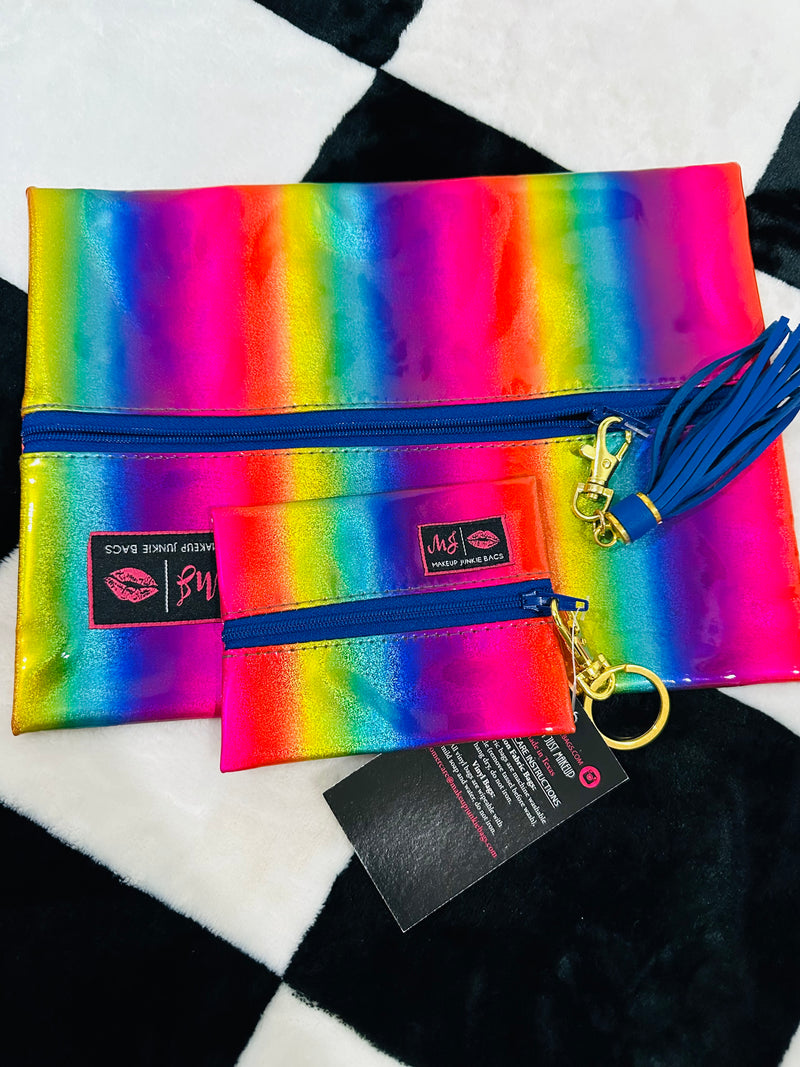 RAINBOW METALLIC MJ BAGS LARGE AND MICRO