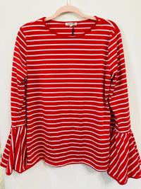 AND THE WHY STRIPED BELL SLEEVE TOP