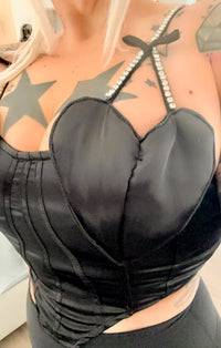 HOT & DELICIOUS PUFFY HEART RHINESTONE CORSET TOP