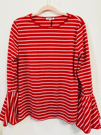 AND THE WHY STRIPED BELL SLEEVE TOP