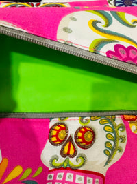 PINK SKULL/NEON GREEN INTERIOR LARGE/MED/SMALL SET MJ BAGS