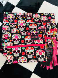 Sugar skull pink interior MJ bag set large/medium/small set