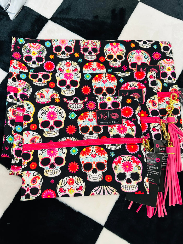Sugar skull pink interior MJ bag set large/medium/small set
