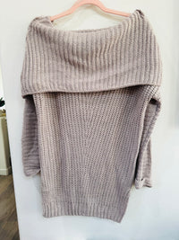 LLOVE OFF SHOULDER FOLDOVER SWEATER