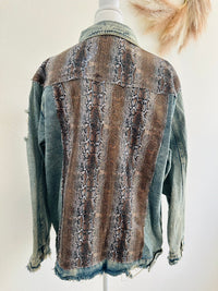 L&B JEAN DISTRESSED SEQUINS JACKET
