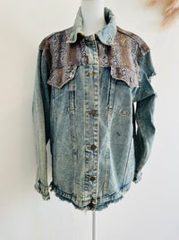 L&B JEAN DISTRESSED SEQUINS JACKET
