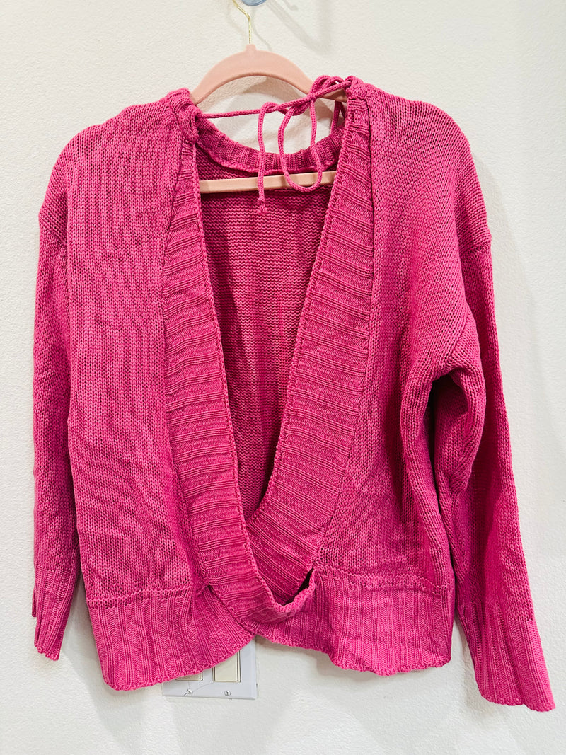 CRISS CROSS TIE BACK THIN SWEATER