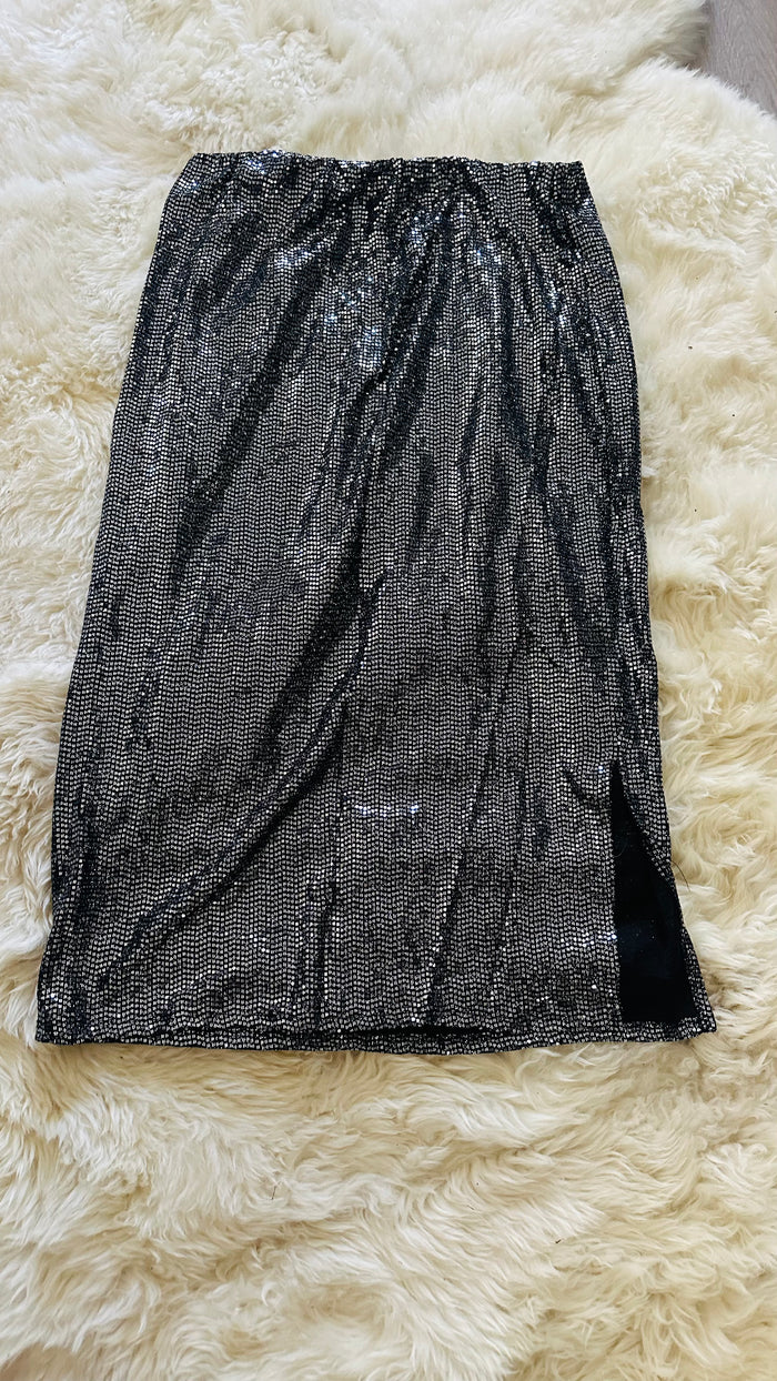 METALLIC MIDI SKIRT