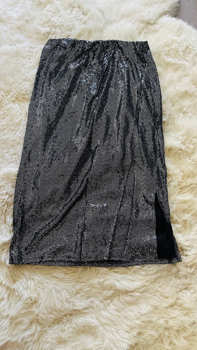 METALLIC MIDI SKIRT