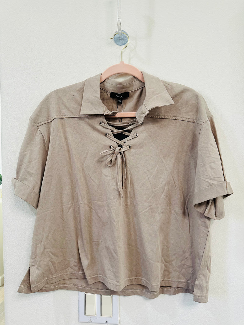 VERY J CROP COLLARED TOP