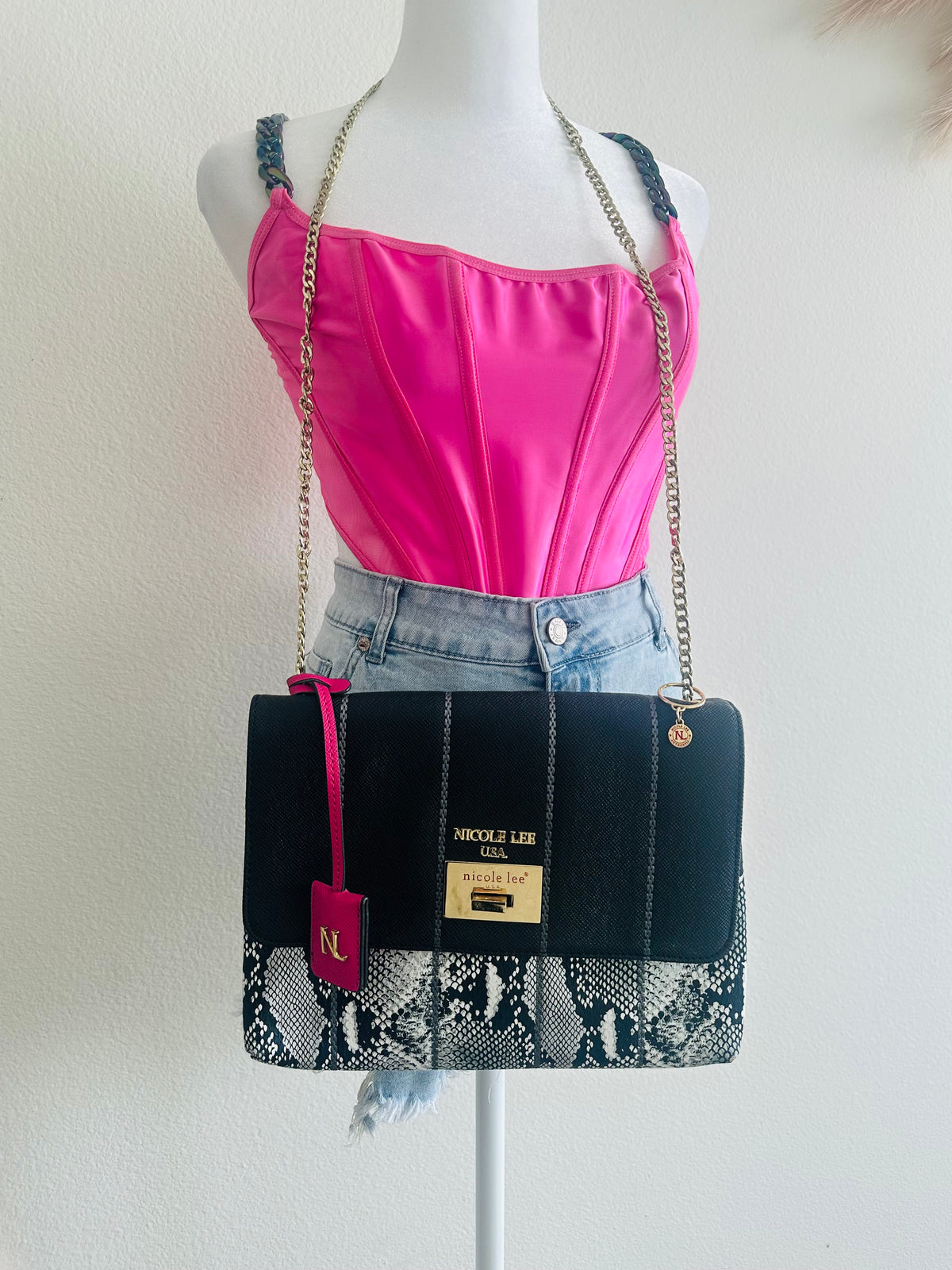 Nicole Lee snake crossbody bag