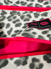 SNOW LEOPARD WITH HOT PINK INTERIOR MJ BAGS SMALL/MICRO/LARGE SET