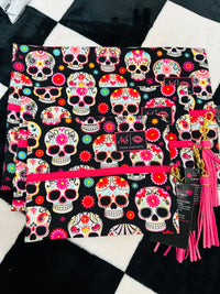 Sugar skull pink interior MJ bag set large/medium/small set