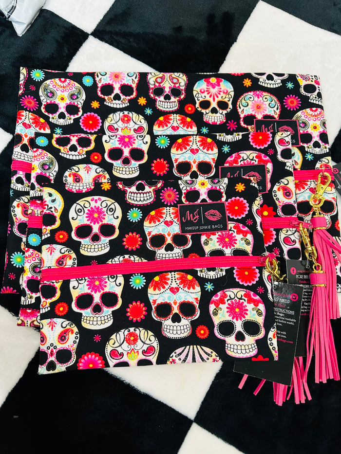 Sugar skull pink interior MJ bag set large/medium/small set