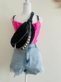 Black and pearl bumbag
