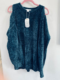 LOVE RICHE CHENILLE SWEATERS WITH SHOULDER CUTOUTS