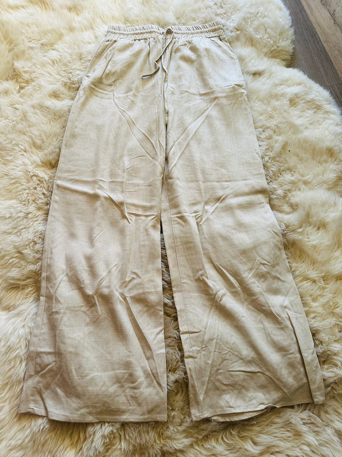 BLUE B LINEN WIDE LEG TIE FRONT PANTS