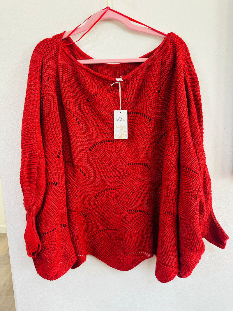 LLOVE BAT WING CROCHET SWEATERS
