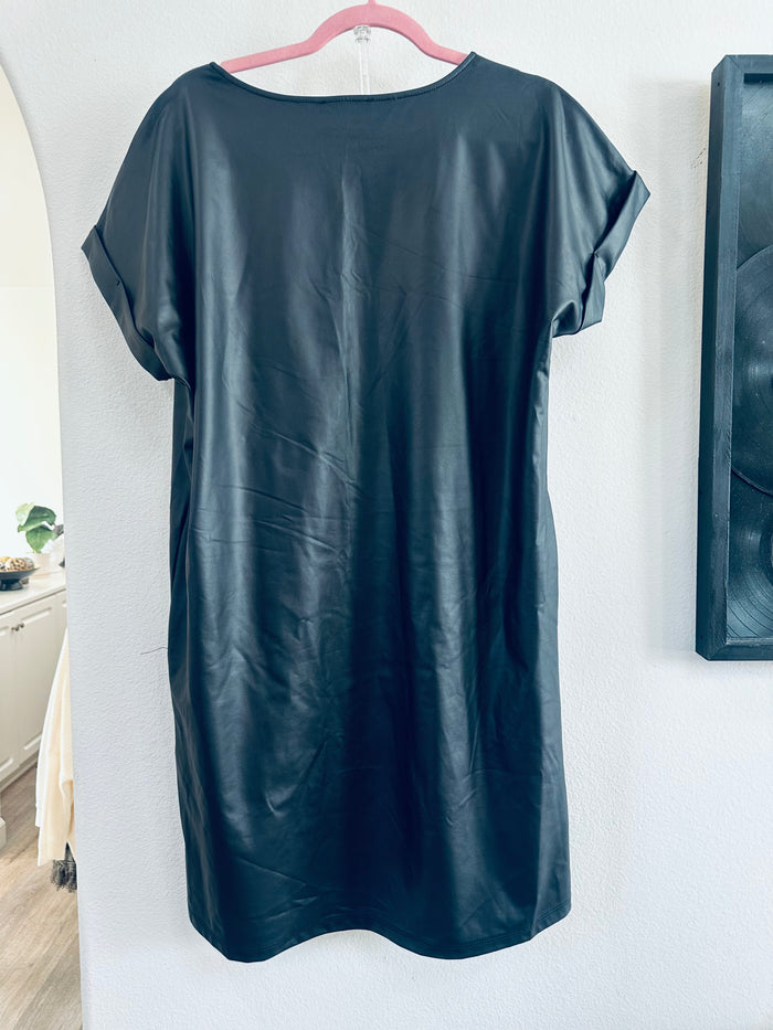 FIRST LOVE LEATHER T-SHIRT DRESS