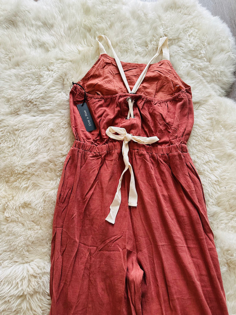 DOE & RAE TIE BACK JUMPSUIT OVERALL
