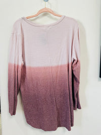 Long sleeve two tone knotted front top