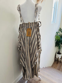 LISTICLE TIE UP ADJUSTABLE STRIPED DRESS